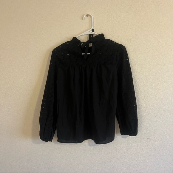 Madewell Pieced Eyelet Mockneck Ruffle Top - Picture 9 of 10